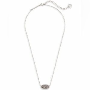 Kendra Scott Elisa Silver Pendant Necklace in Platinum Drusy w/ Dustbag